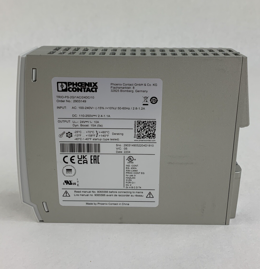 Phoenix Contact 2903149 TRIO-PS-2G/1AC/24DC/10 Switching Supply