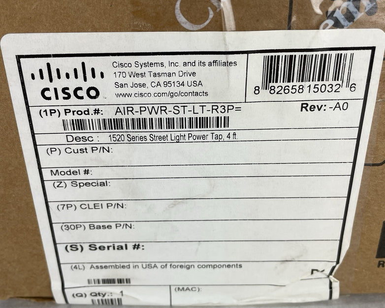 Cisco 1520 Series Street Light Power Tap 4 ft Aironet AIR-PWR-ST-LT-R3P