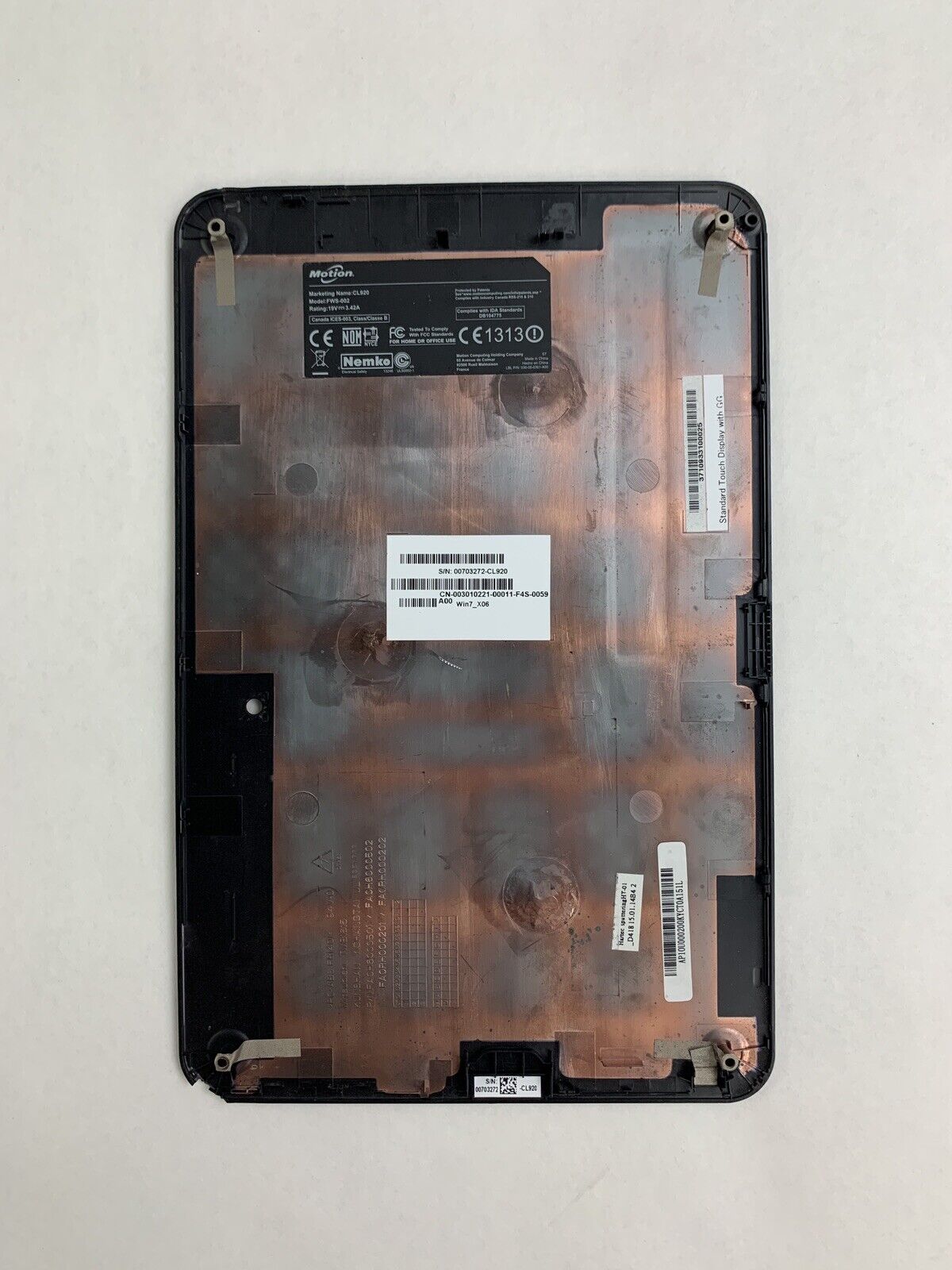 Motion CL920 Tablet PC Pentium N3540 2 GB Ram No HDD, OS, Battery Corner Bent