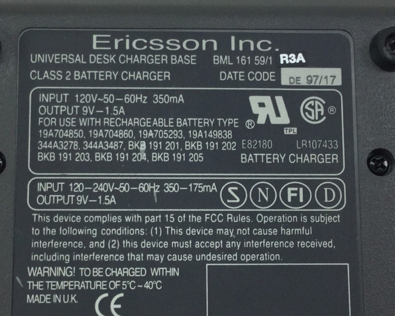 Ericsson Inc Universal Desk Charger Base Class 2  BML 161 59/1 R3A   Lot of 10