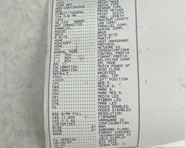 Zebra LP2844-Z Thermal Label Printer Tested Unknown Page Count No Power Cord
