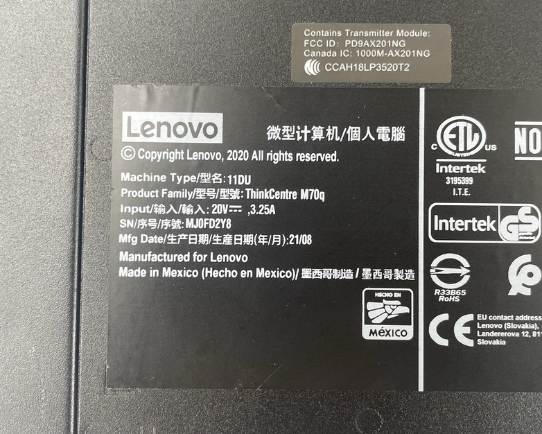 Lenovo ThinkCentre M70Q Micro i5-10500T 2.30 GHz 16 GB RAM No SSD/OS/AC