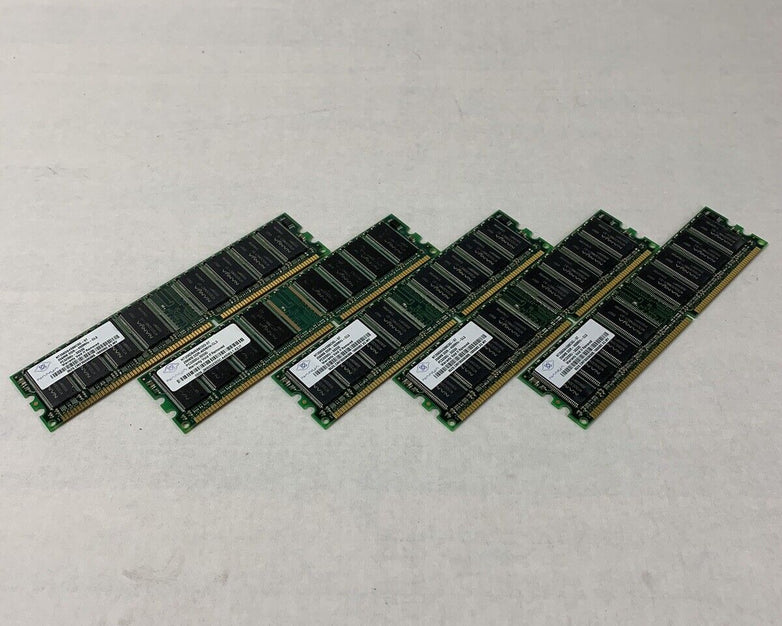 Nanya 256MB DDR-400MHz-CL3 PC3200U-30330 NT256D6t4S88C0G-5T (Lot of 5)