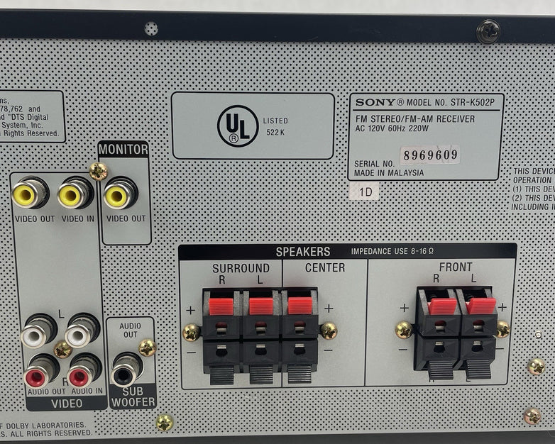 Sony STR-K502P Receiver HiFi Stereo 5.1 Channel Home Theater Audio Tested