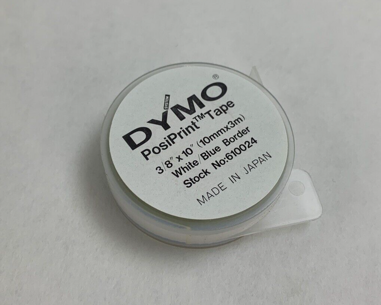 Dymo 610024 Esselte PosiPrint Labeling Tape White Blue Border 3/8"x10" 10x Rolls