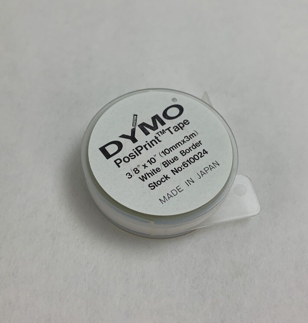 Dymo 610024 Esselte PosiPrint Labeling Tape White Blue Border 3/8"x10" 10x Rolls