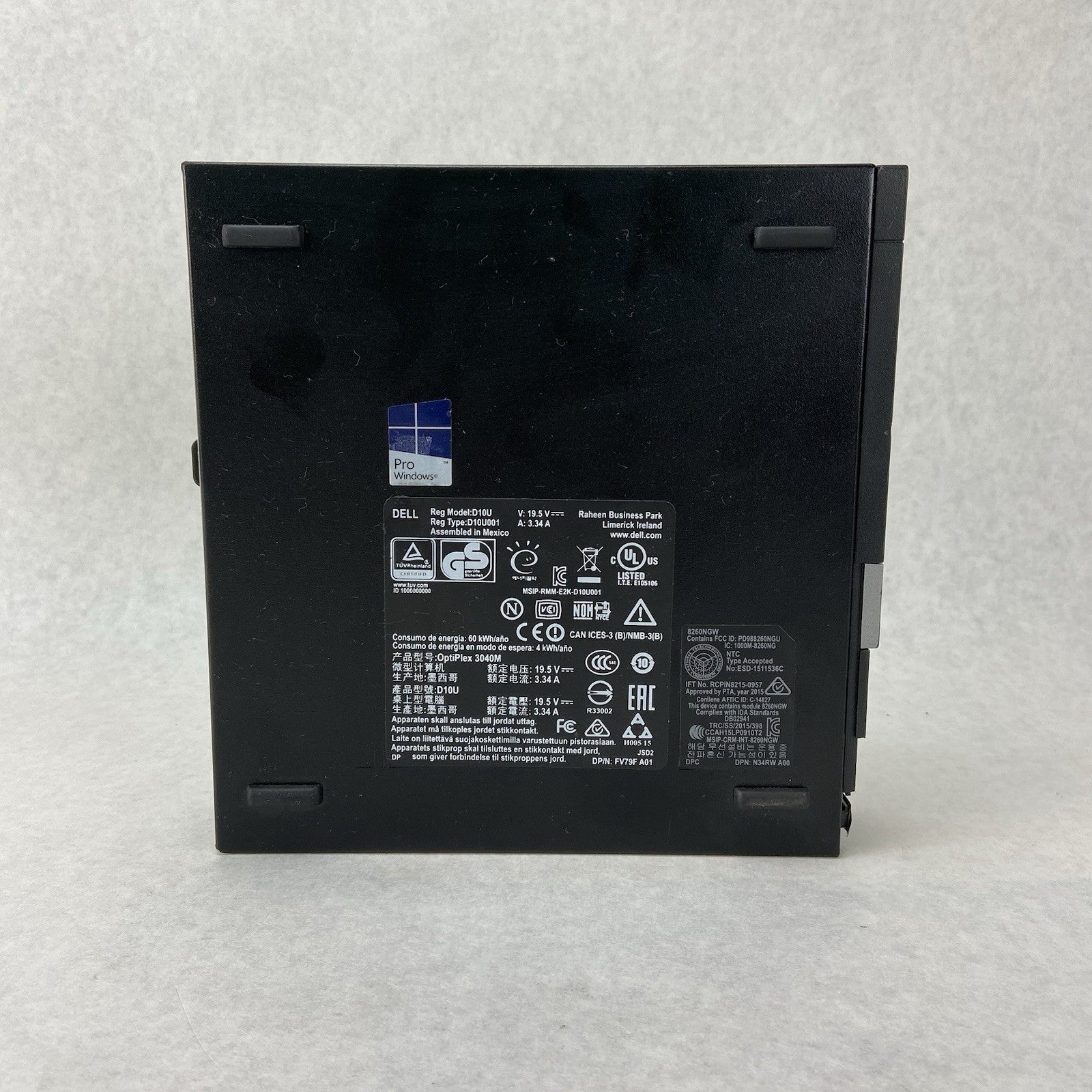 Dell Optiplex 3040 MFF Intel Core i3-6100T 3.2GHz 4GB RAM w/AC No HDD/OS4