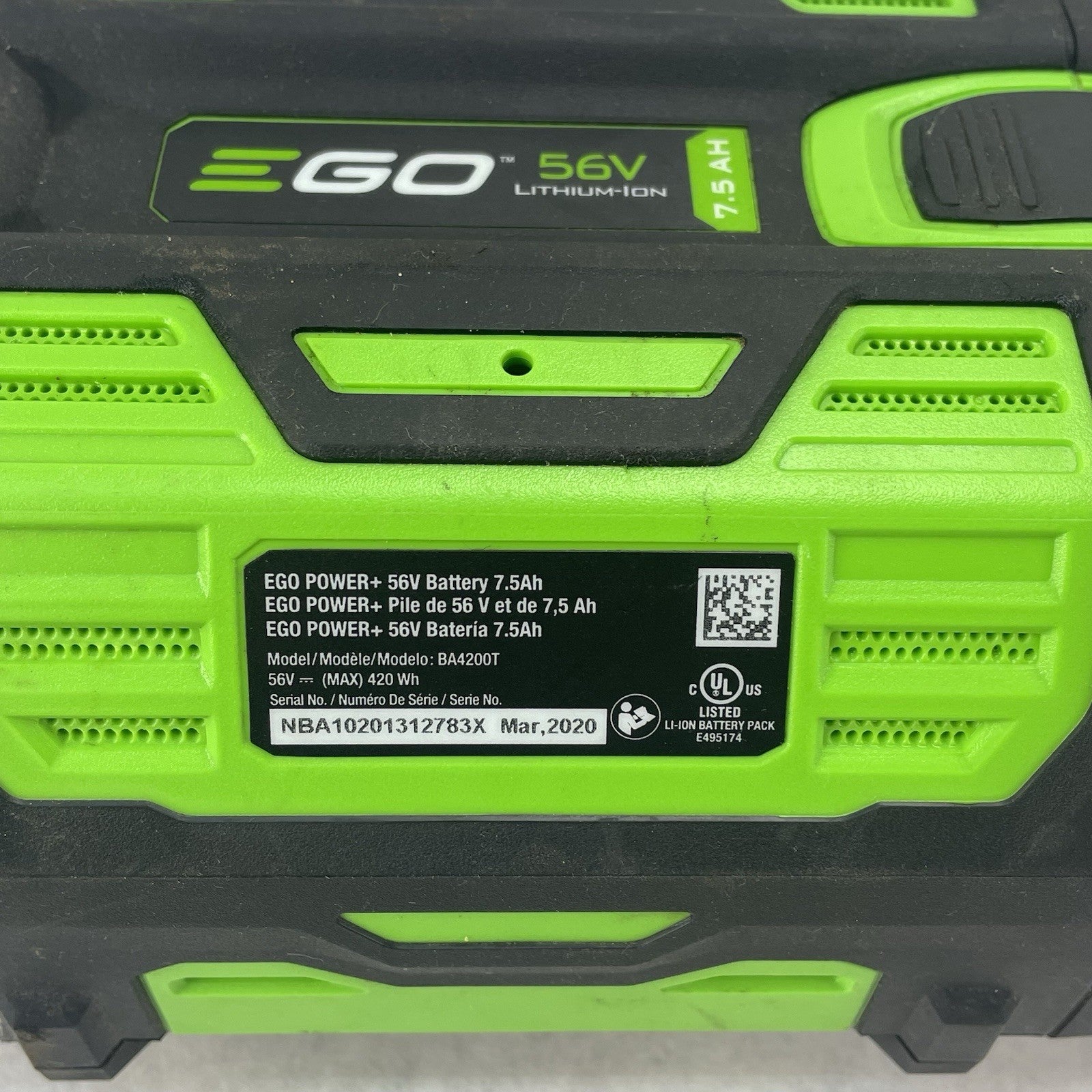 EGO BA4200T 56V 7.5AH Battery Untested Parts Or Repair3