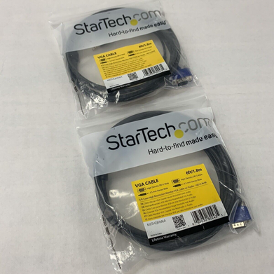Lot 2 Startech 6ft High Resolution VGA HD15 Video Monitor Cable Male-Male
