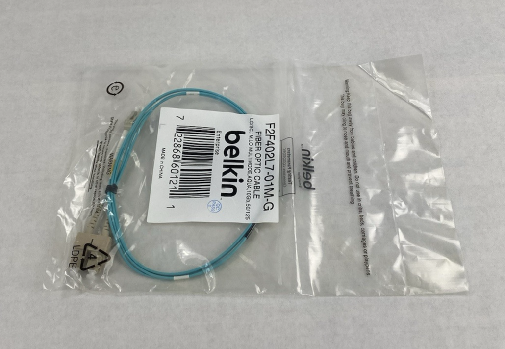 Belkin F2F402L7-01M-G  LC to SC 1M LO Multimode Aqua 10Gb Fiber Optic Cable