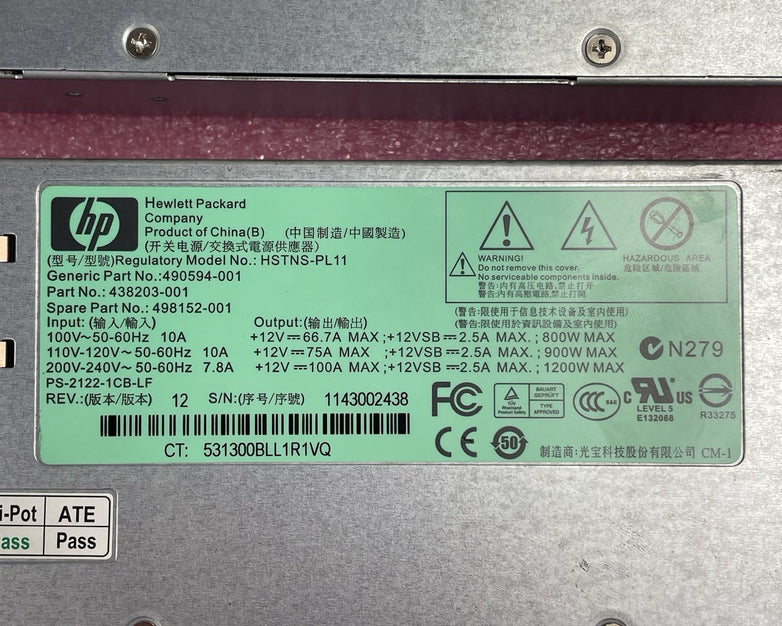 HP ProLiant 10th Gen 500W 80 Plus Platinum PSU Power Supply 865399-101 Lot of 2