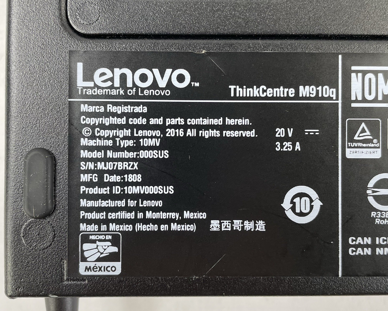 Lenovo ThinkCentre M910Q Micro i5-7500T 2.70 GHz 8 GB RAM No SSD/OS/AC