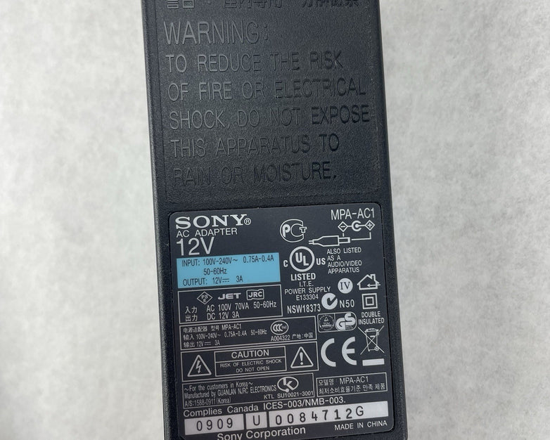 OEM Sony 12v AC Adapter MPA-AC1