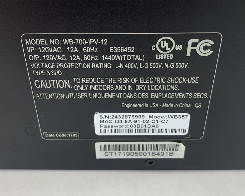 WattBox WB-700-IPV-12 1440W 12-Outlet Power Conditioner