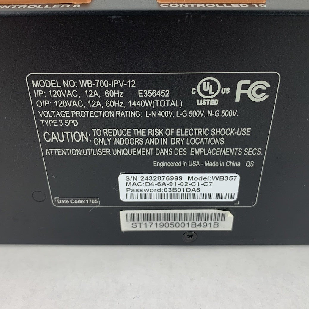 WattBox WB-700-IPV-12 1440W 12-Outlet Power Conditioner7