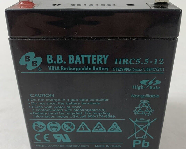 B.B. Battery HRC5.5-12 VRLA Rechargeable Battery
