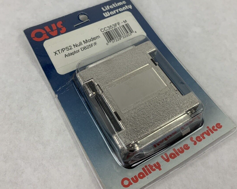 New QVS CC353FF-M  XT/PS2 Null Modem Adapter DB25F/F