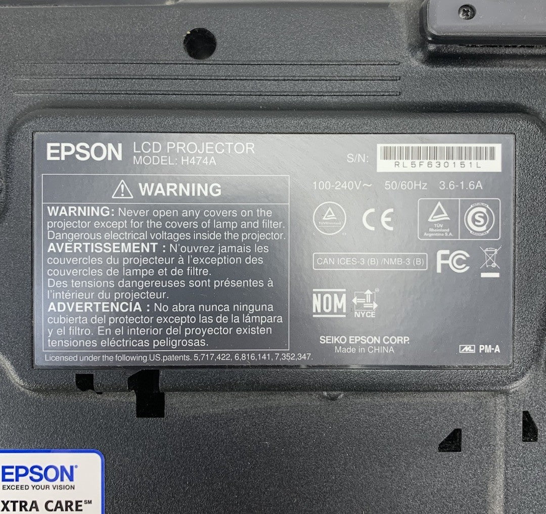 Epson PowerLite 1940W H474A LCD Lamp Projector 2703 Hours - No Remote8