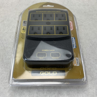 Monster Power Gold 123063-00 6 Outlet 2 USB Surge Protector