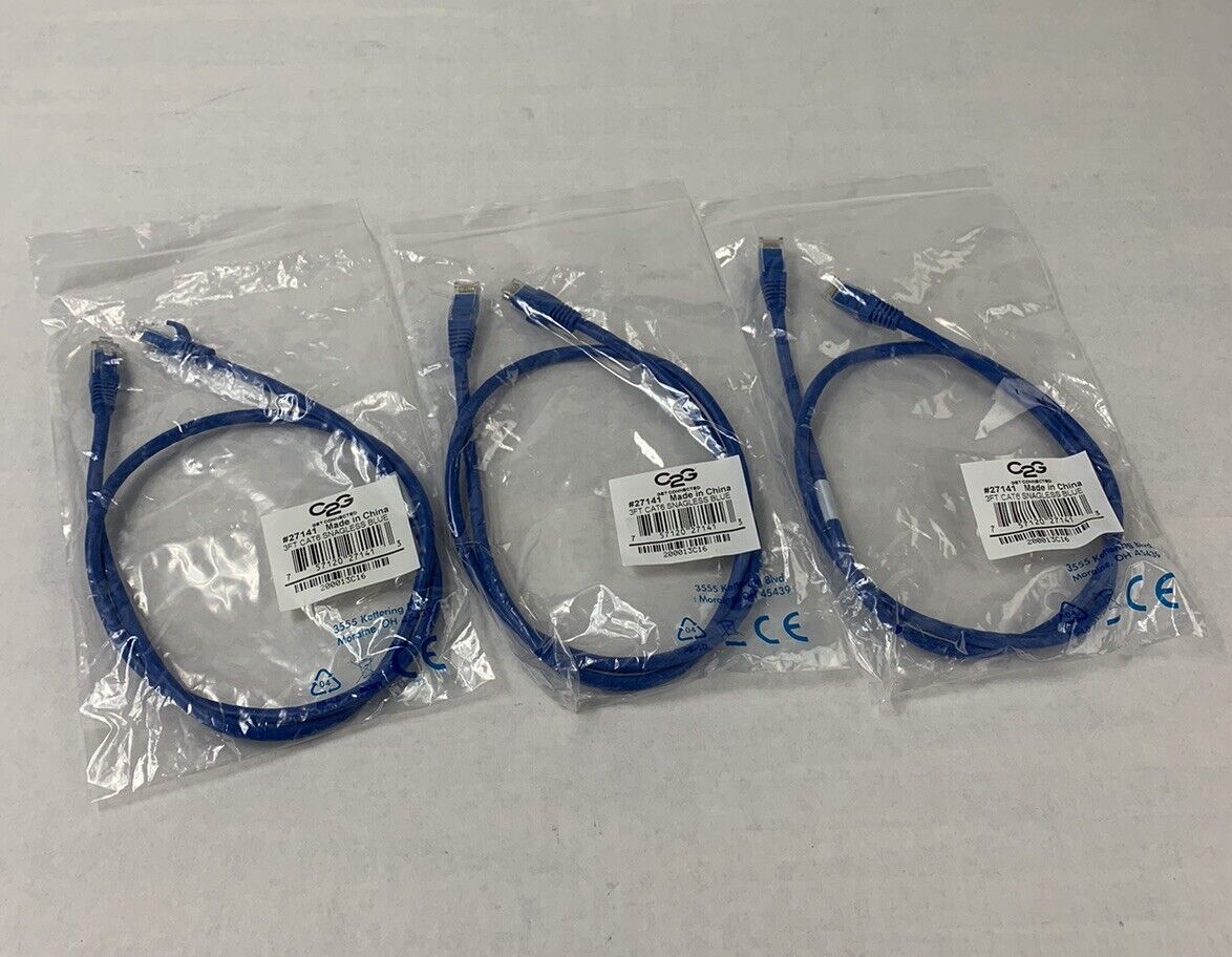 C2G 27141 3ft CAT6 Patch Cable (Lot of 3)