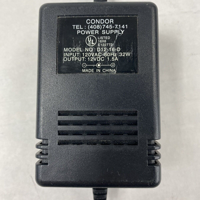 CONDOR Model No. D12-16-D 120VAC 60Hz 32W 12VDC 1.5A Power Supply