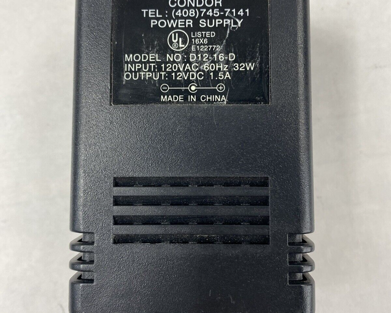 CONDOR Model No. D12-16-D 120VAC 60Hz 32W 12VDC 1.5A Power Supply