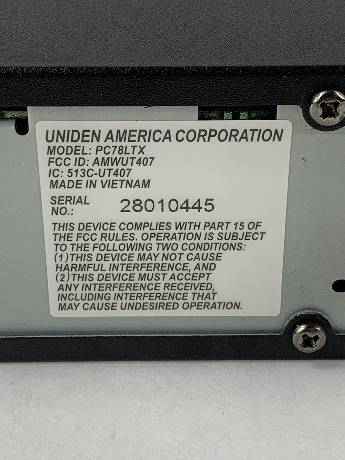 Uniden PC78LTX 40-Channel CB Radio - Radio Only Untested6