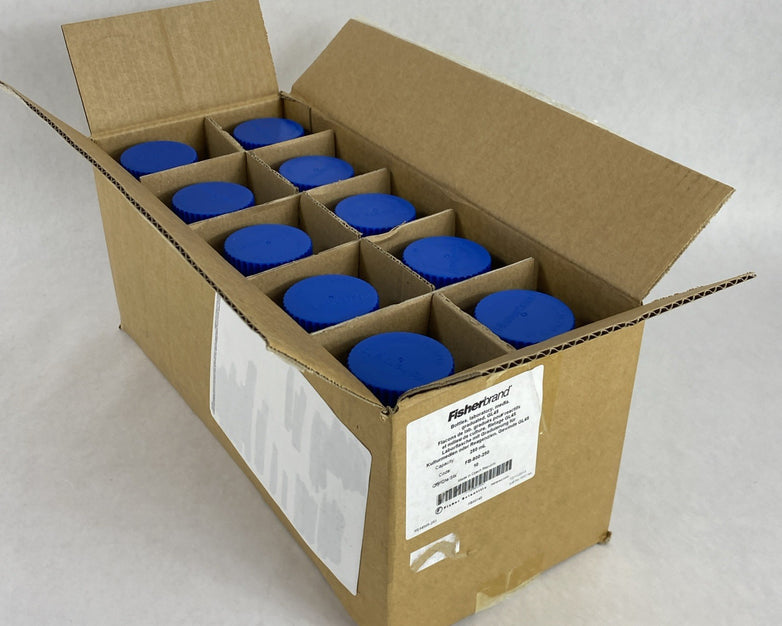Fisherbrand FB-800-250 Lab Media Graduated Glass Bottles 250mL - 10 Bottles