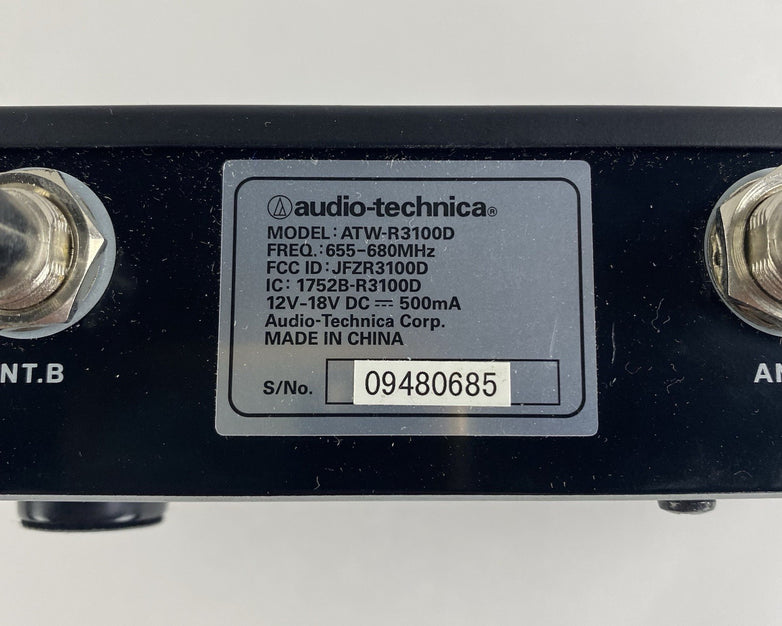 Audio-technica ATW-R3100D UHF Synthesized Deiversity Receiver Untested