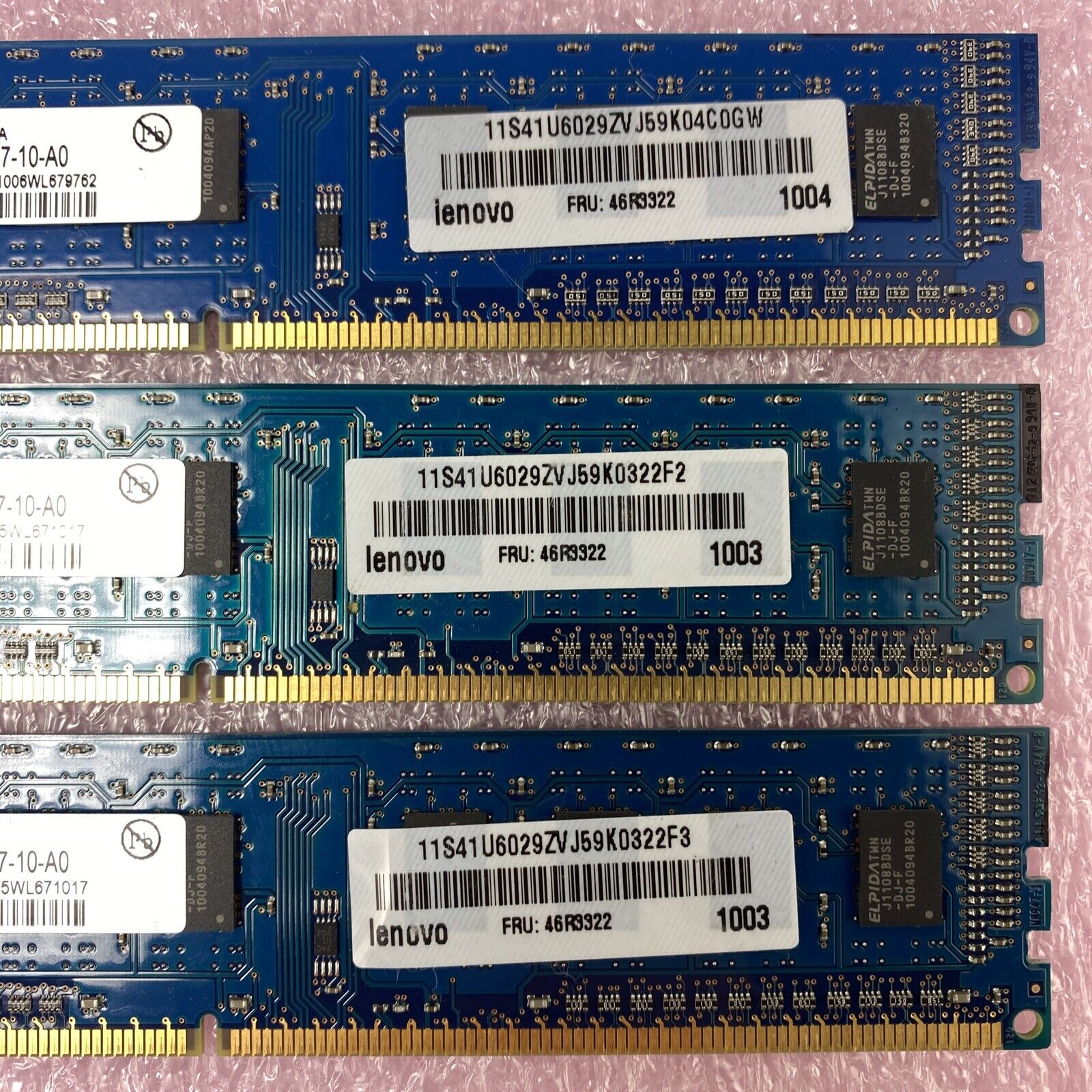 Lot( 3 ) 1GB Elpida EBJ10UE8BDF0-AE-F 1Rx8 1066MHz PC3-8500U Desktop Memory RAM