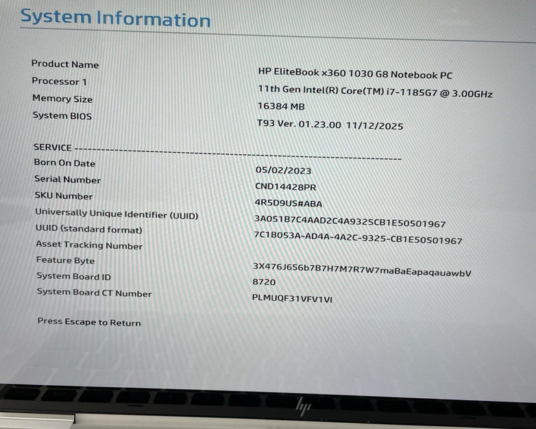 HP EliteBook x360 1030 G8 13.3" i7-1185G7 3.0GHz 16GB RAM No SSD/OS/AC/Batt-READ