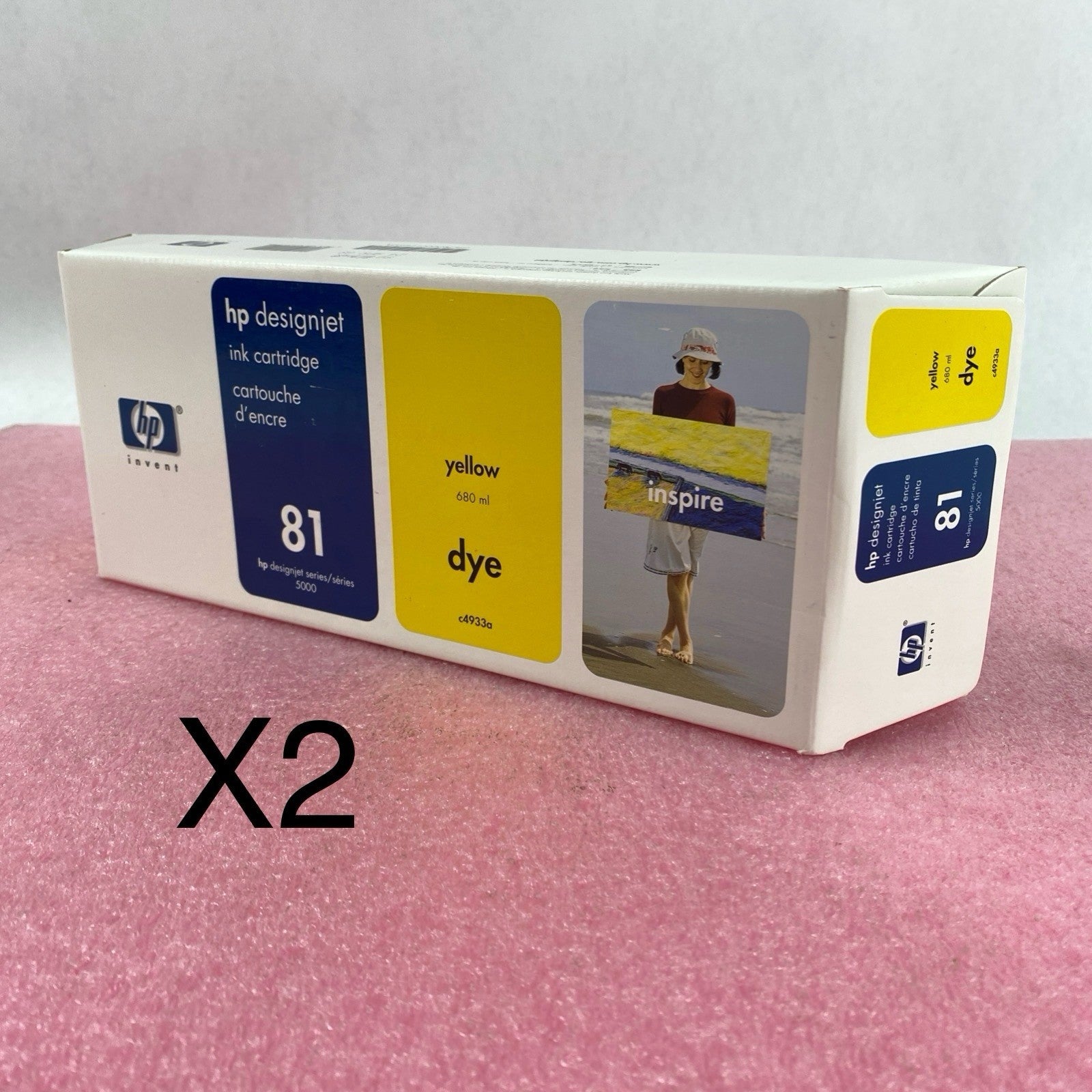 HP Designjet Ink Cartridge C4933a Yellow 81 New OEM Box Sealed 08 Lot of 24