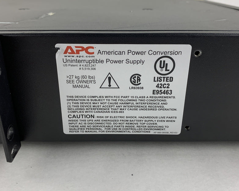 APC SURTA1500RMXL2U Smart-UPS RT 120V Uninterruptable Power Supply No Batt Tray