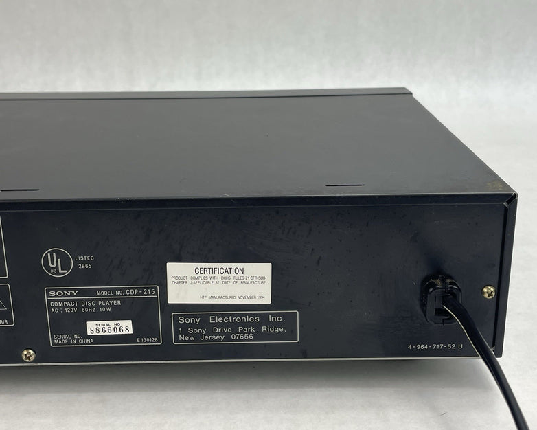 Sony CDP-215 Single Disc CD Player Tested