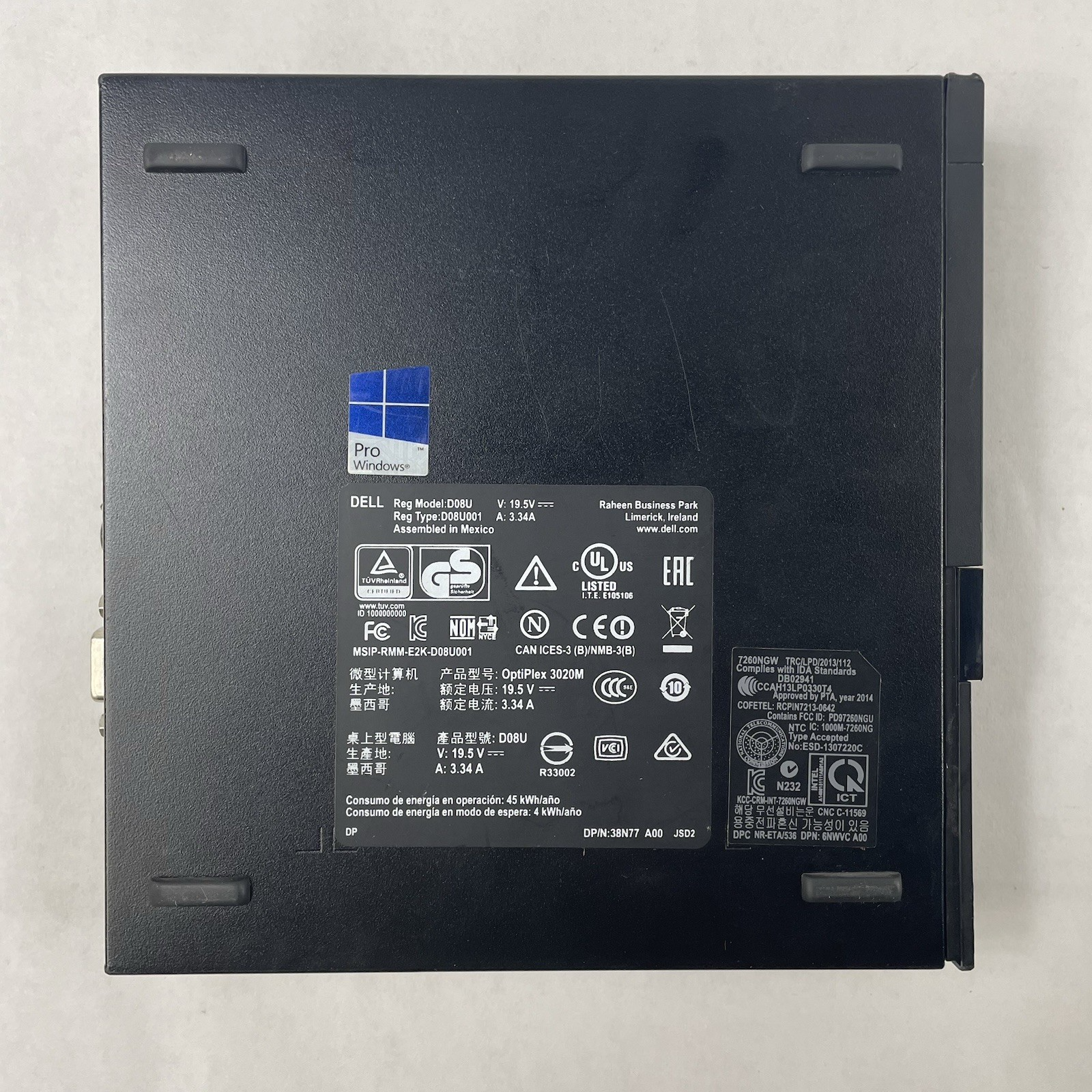 Dell Optiplex 3020M Micro i3-4160T 3.10 GHz 4 GB RAM No SSD/OS/AC9