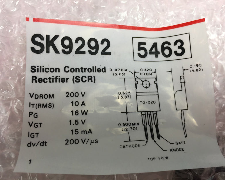 NOS  RCA SK9292 Silicon Controlled Rectifier  Lot of 5