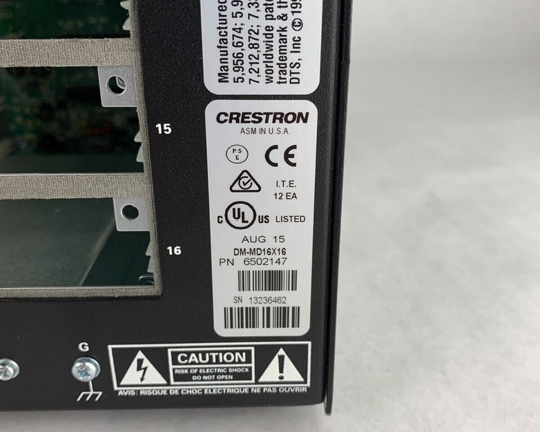 Crestron DM-MD16X16 Digital Media Switcher 1583-297 Factory Reset No Cards