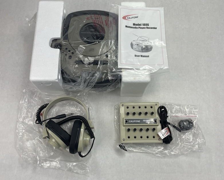 Califone Model 1886 CD Player/Recorder with  Headphones & 10-Port Stereo Jackbox