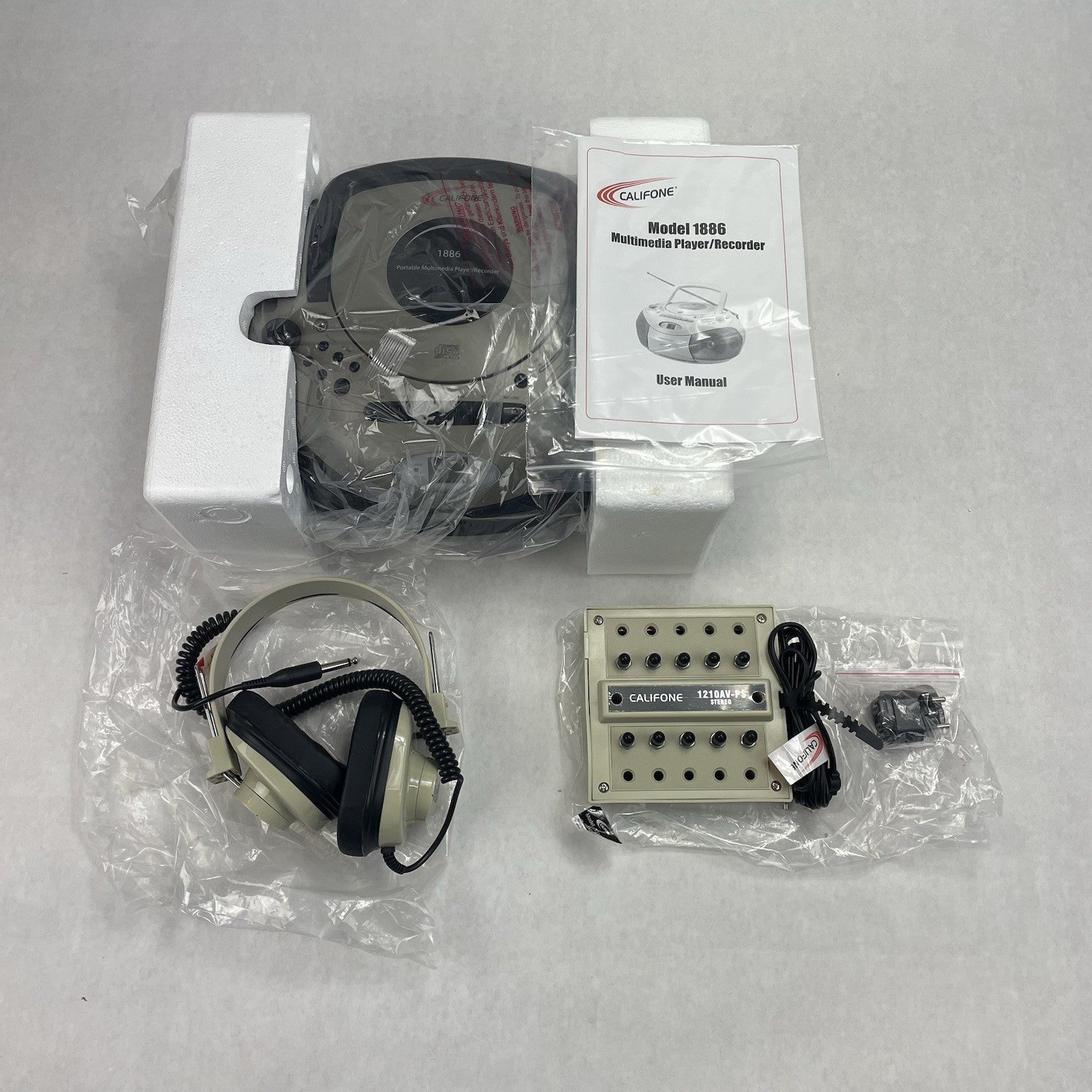 Califone Model 1886 CD Player/Recorder with  Headphones & 10-Port Stereo Jackbox