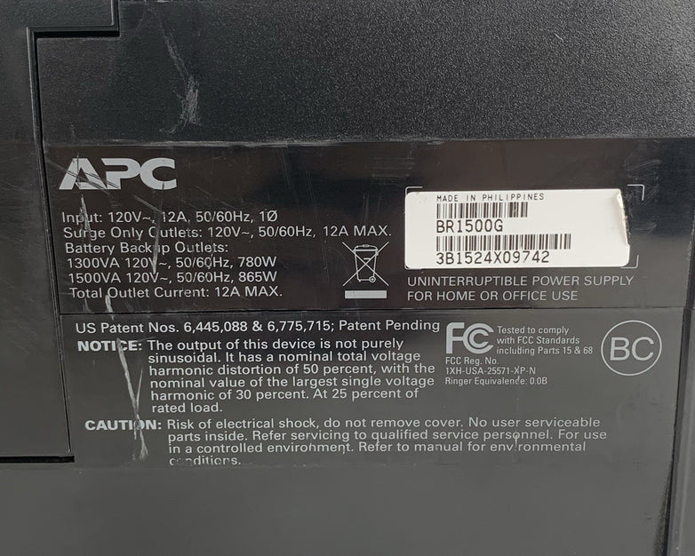 APC BX1500G Back UPS XS 1500 10 Outlet Uninterruptable Power Supply No Batt