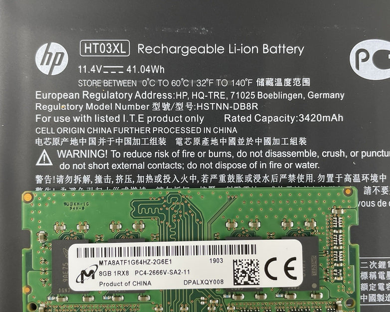 HP 15-da1xxx NoteBook 15.6" i5-8265U 1.60 GHz 8 GB RAM No SSD/OS/AC