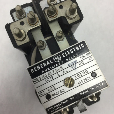 GENERAL ELECTRIC GE 2HGA17S65 Auxiliary Relay