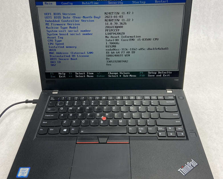 Lenovo ThinkPad T480 Intel Core i5 8350U 1.70GHz 8GB RAM 14" No HDD/OS