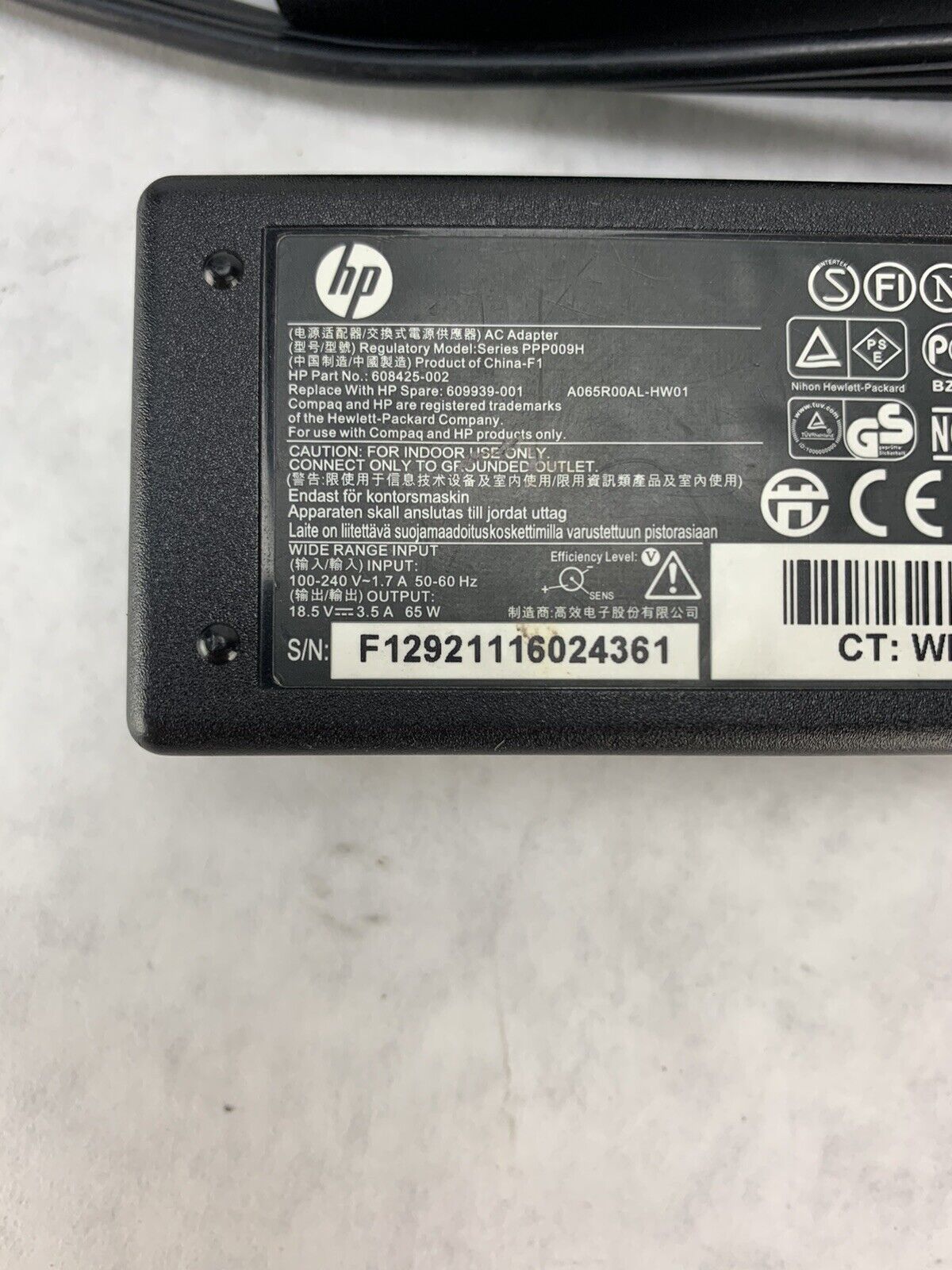 Lot 2 Genuine HP Laptop AC Adapter 380467-003 402018-001 18.5V 3.5A 65W PPP009H