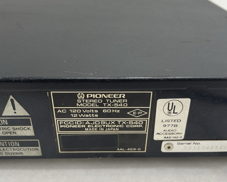 Pioneer TX-540 Stereo Tuner Tested