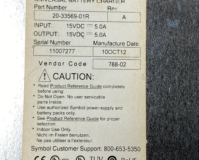 Symbol Technologies 20-33569-01R Universal Battery Charger Untested