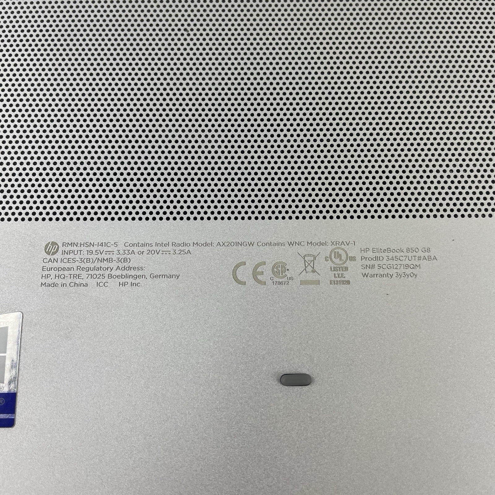 HP EliteBook 850 G8 15.6" i5-1145G7 2.60 GHz 8 GB RAM No SSD/OS/AC14