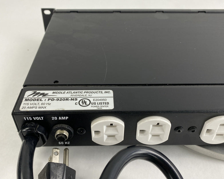 Middle Atlantic PD-920R-NS 20 AMP Power Center 8 Outlet