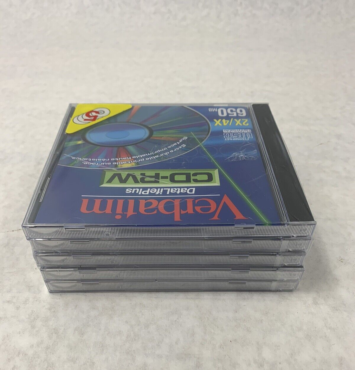 5 Pack Verbatim DataLifePlus CD-RW Recordable Disk 2x-4x Speed 650MB