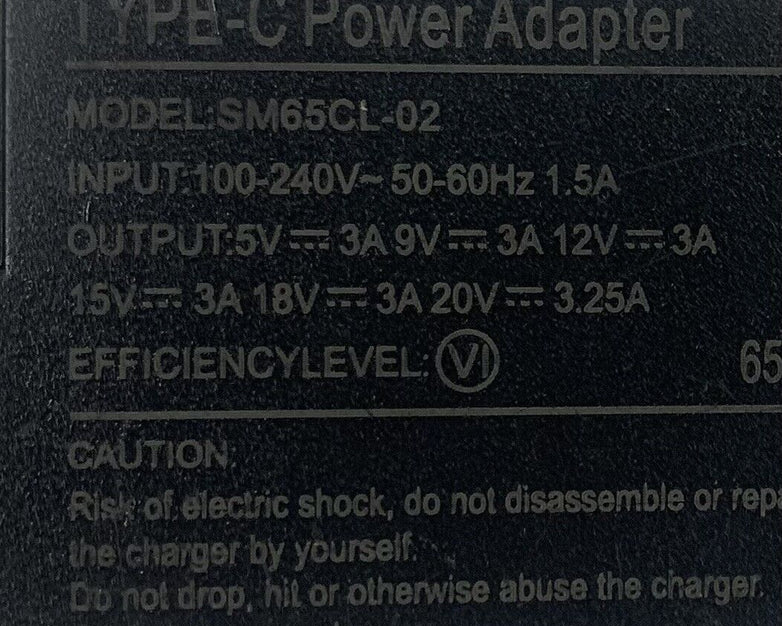 Lot of 2 SM65CL-02 Type C Power Adapter 65W